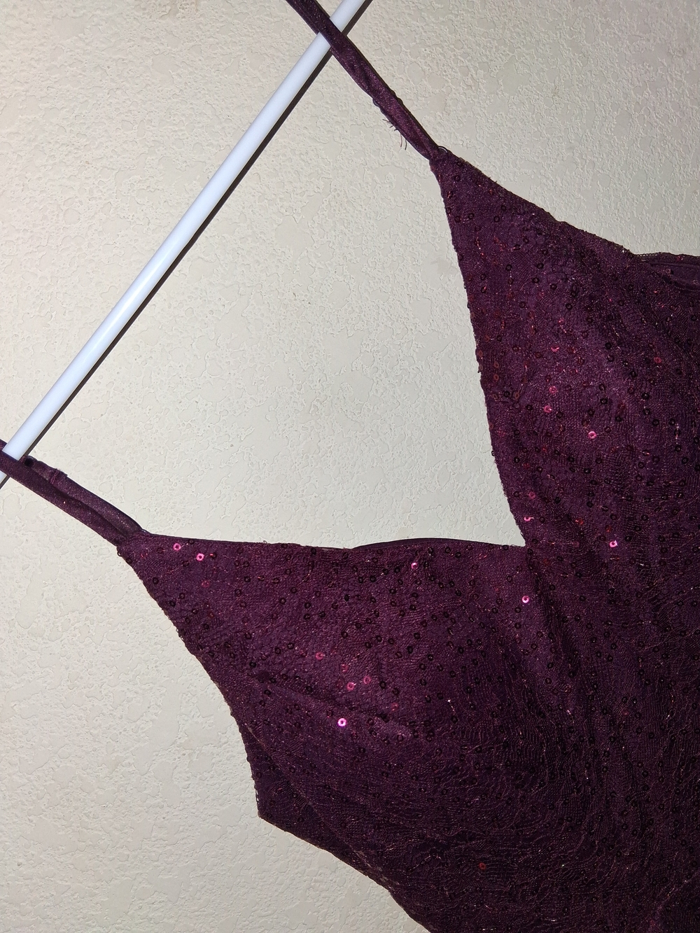 Forever 21 Plum Sequin Spaghetti Strap Prom Dress